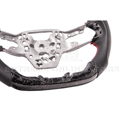 2024-Up Ford Mustang Forged CARBON FIBER Perforated Leather Red Stripe Steering Wheel image 10