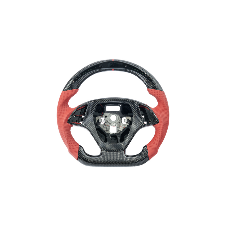 Chevrolet Corvette C7 Red Leather Red Stitching LED Carbon Fiber Steering Wheel image 1