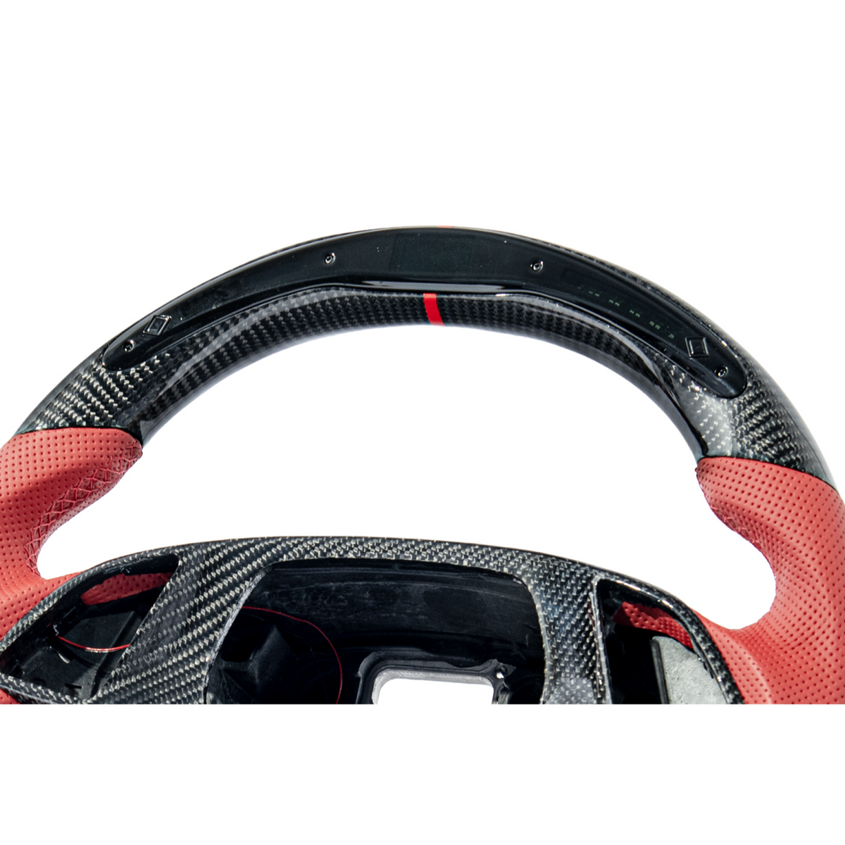 Chevrolet Corvette C7 Red Leather Red Stitching LED Carbon Fiber Steering Wheel image 8