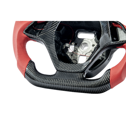 Chevrolet Corvette C7 Red Leather Red Stitching LED Carbon Fiber Steering Wheel image 7