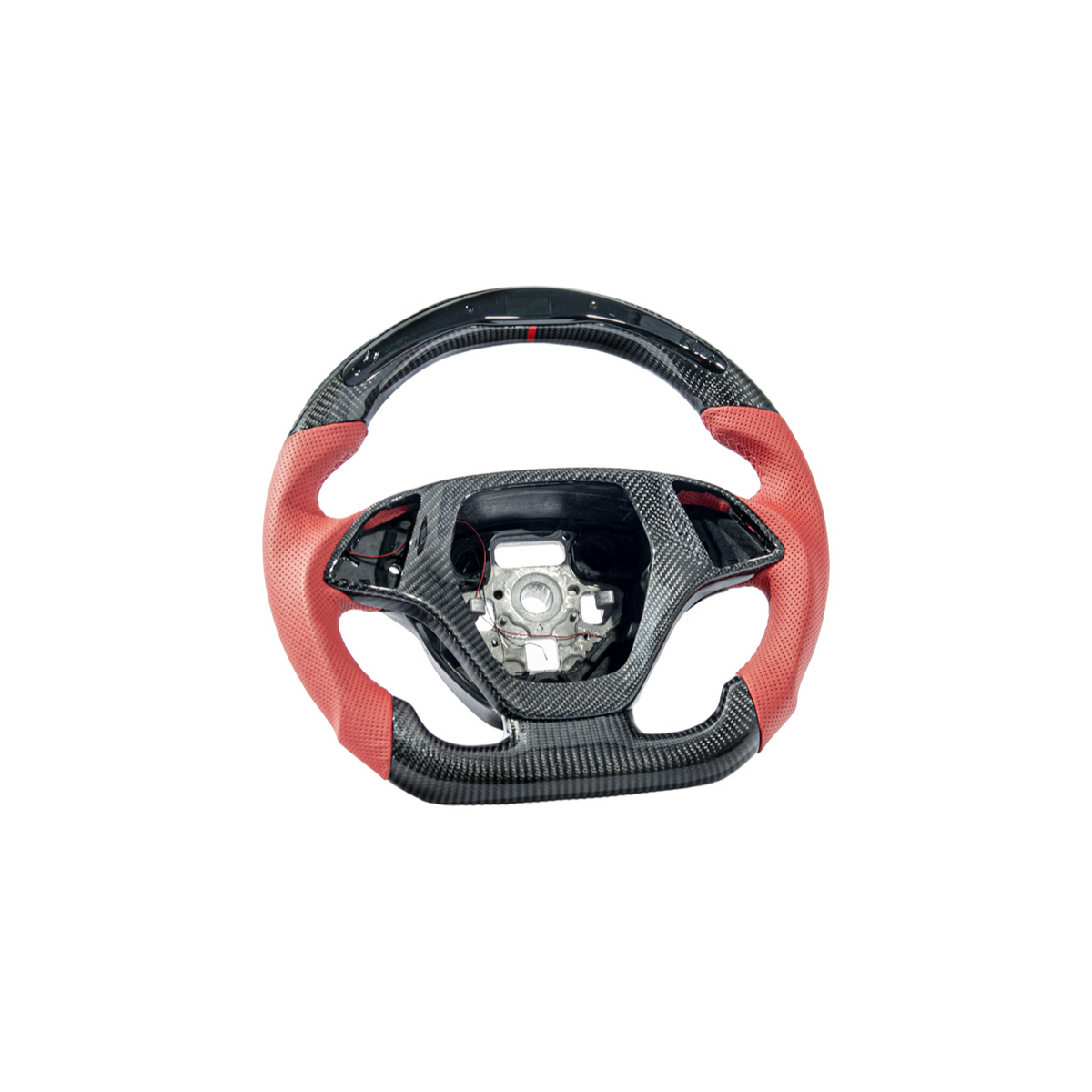 Chevrolet Corvette C7 Red Leather Red Stitching LED Carbon Fiber Steering Wheel image 2