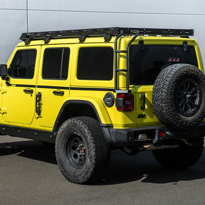 2018-Up Jeep Wrangler | Carbon Steel Black Full-Length Roof Cargo Rack Ladder image 9