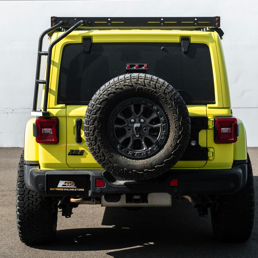 2018-Up Jeep Wrangler | Carbon Steel Black Full-Length Roof Cargo Rack Ladder image 10