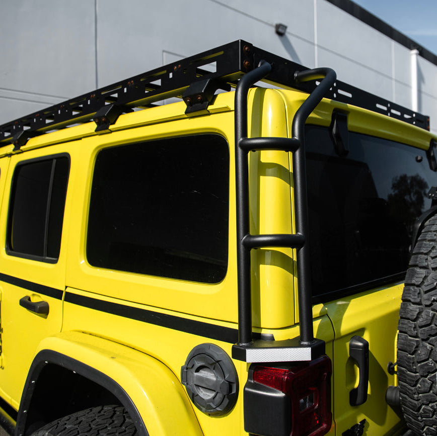 2018-Up Jeep Wrangler | Carbon Steel Black Full-Length Roof Cargo Rack Ladder image 16