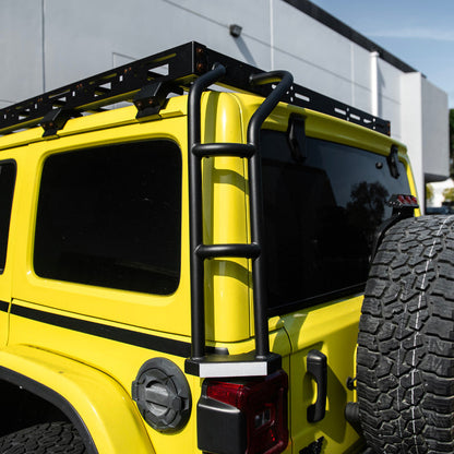 2018-Up Jeep Wrangler JL Carbon Steel Black Roof Rack Side Access Ladder image 16