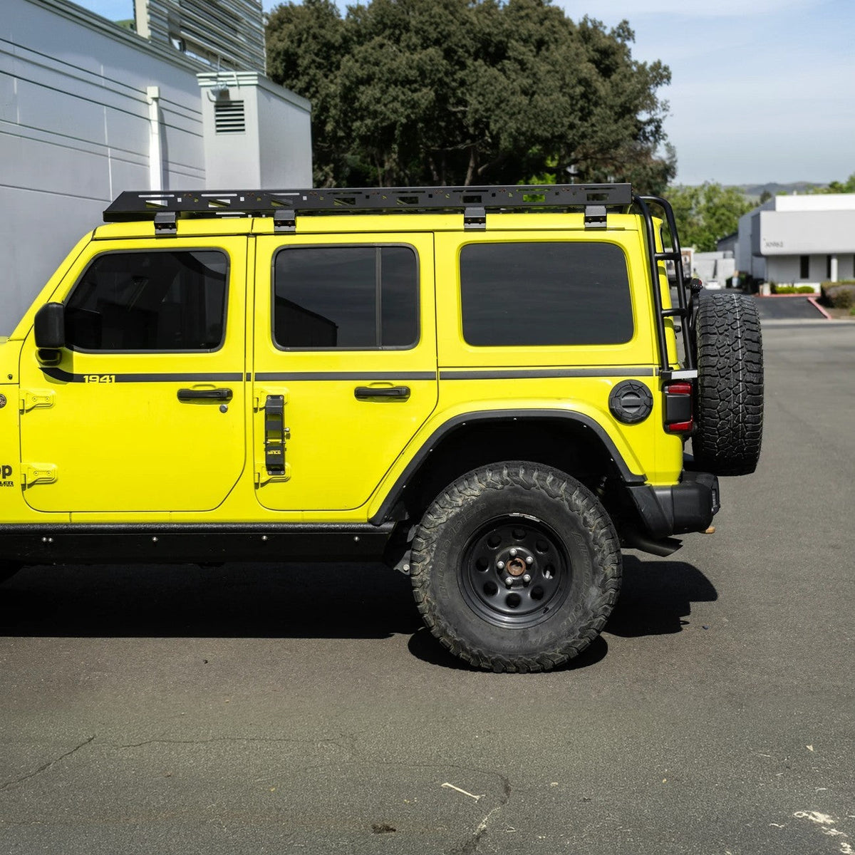 2018-Up Jeep Wrangler JL Carbon Steel Black Roof Rack Side Access Ladder image 9