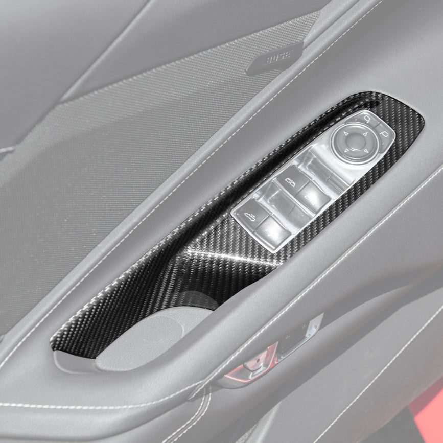 Corvette C8 DRY CARBON FIBER Door Window Control Panel Switch Cover image 3