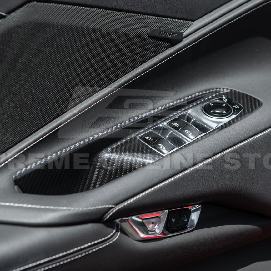Corvette C8 DRY CARBON FIBER Door Window Control Panel Switch Cover image 6