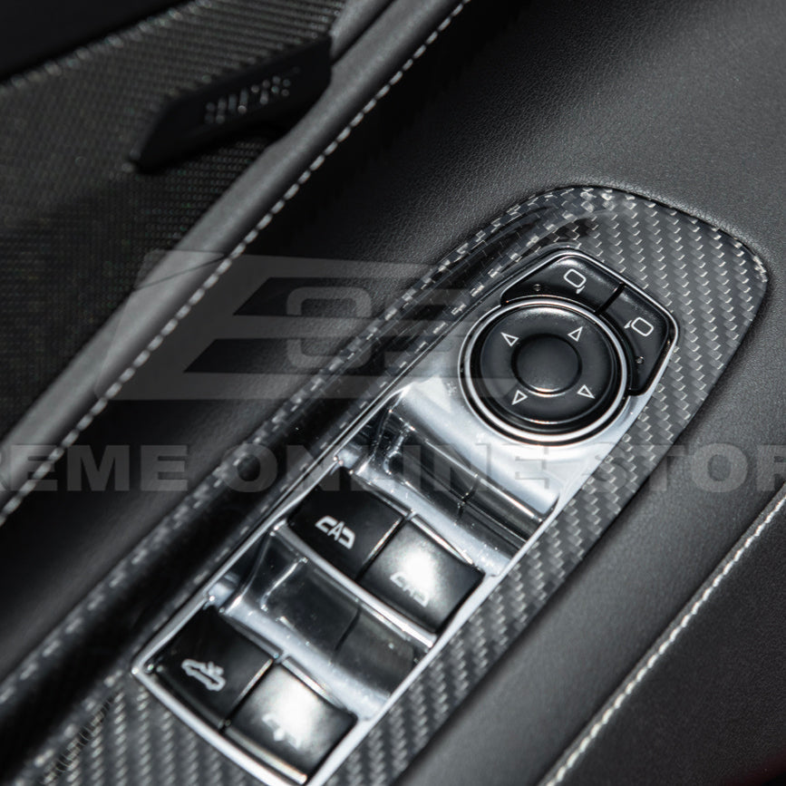Corvette C8 DRY CARBON FIBER Door Window Control Panel Switch Cover image 7