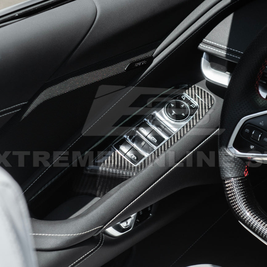 Corvette C8 DRY CARBON FIBER Door Window Control Panel Switch Cover image 4