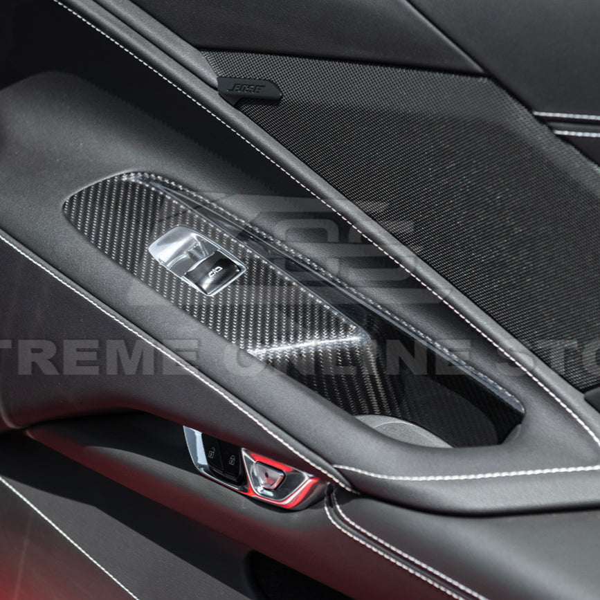 Corvette C8 DRY CARBON FIBER Door Window Control Panel Switch Cover image 9