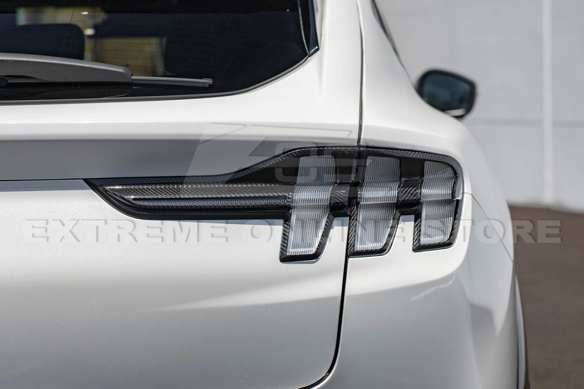 2021+ Ford Mustang Mach-E DRY Carbon Fiber Rear Tail Light Bezel Cover image 6
