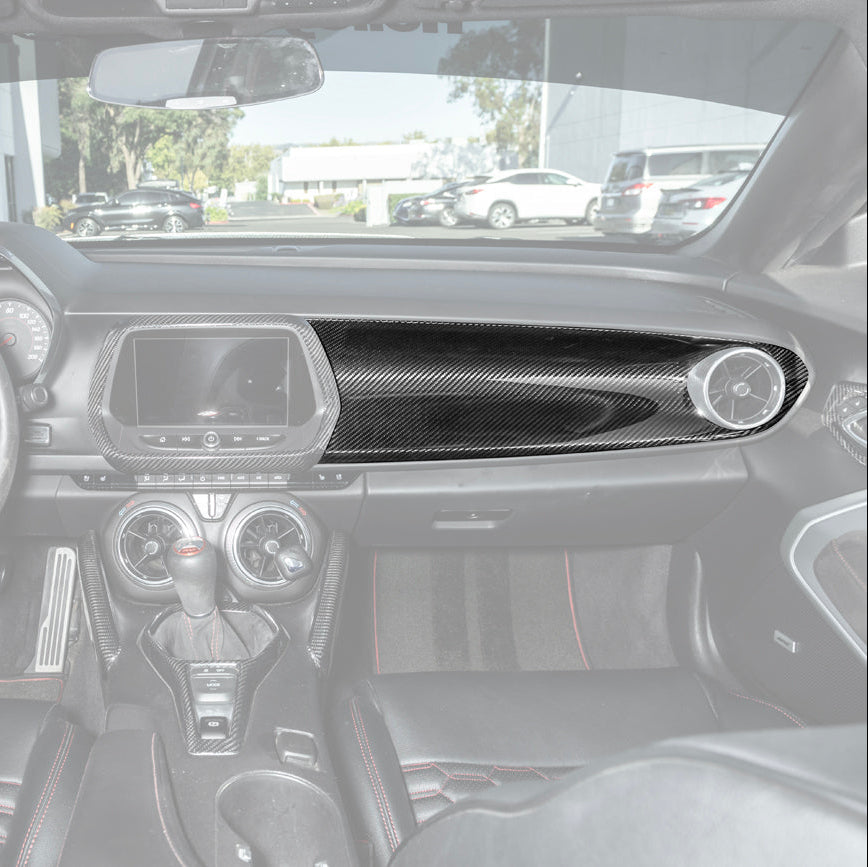 2016-24 Camaro Dry Carbon Fiber Dashboard Instrument Panel Cover Replacement image 1