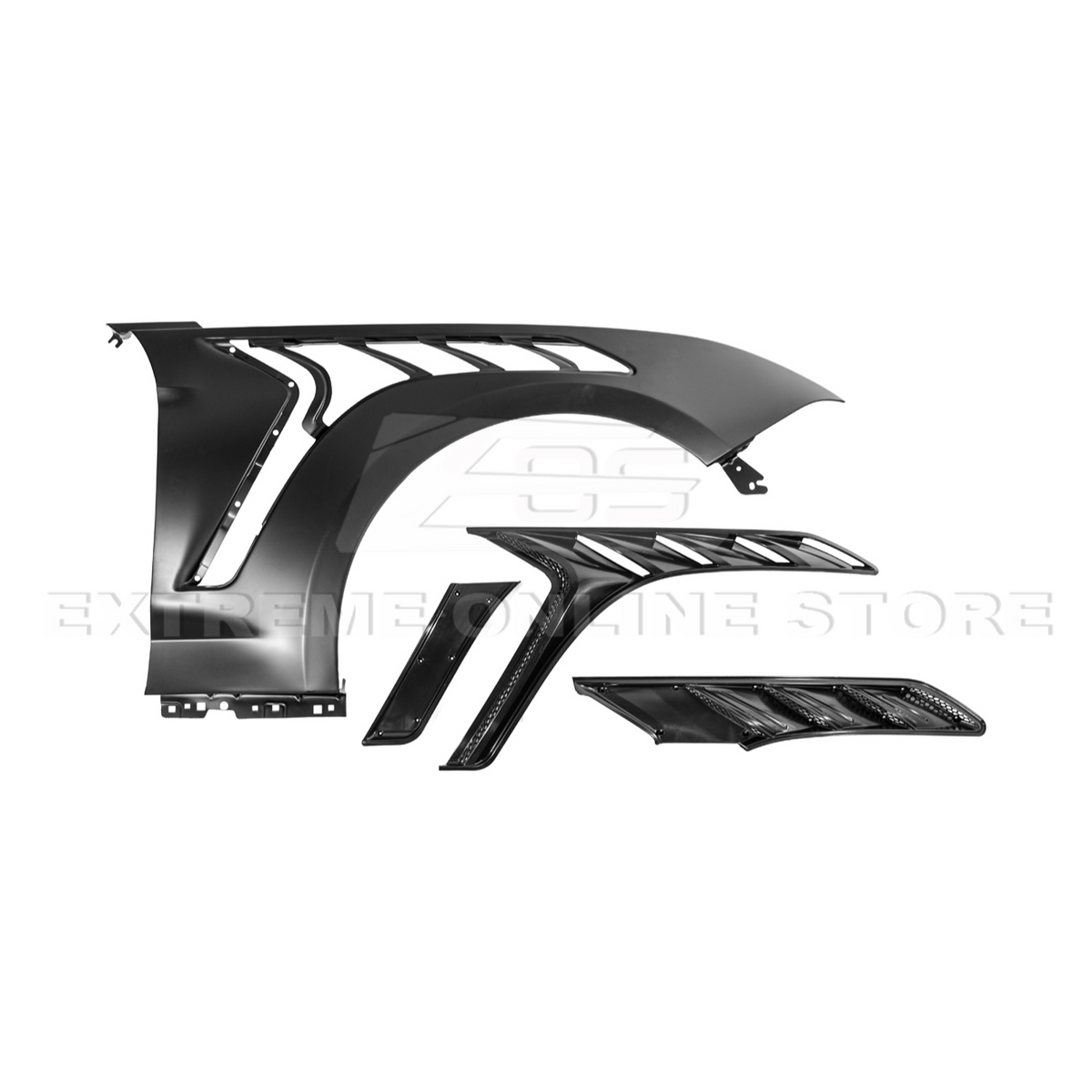 2018-23 Ford Mustang S550 | GTD Style Primed Black Front Side Vented Fenders image 21