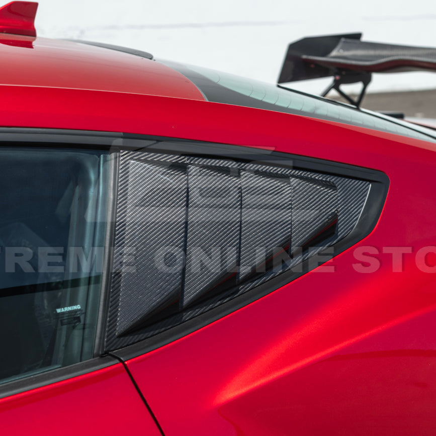 2024-Up Ford Mustang Carbon Fiber Side Quarter Window Louver Sun Shade Cover image 9