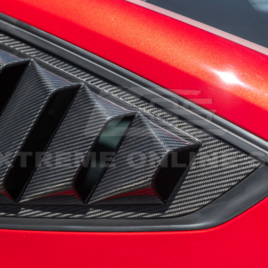 2024-Up Ford Mustang Carbon Fiber Side Quarter Window Louver Sun Shade Cover image 11