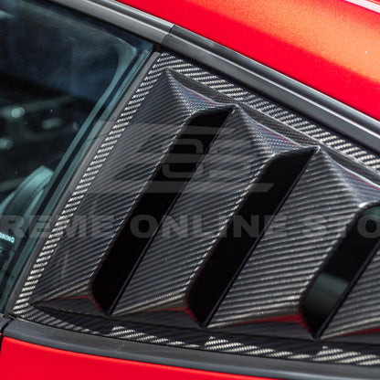 2024-Up Ford Mustang Carbon Fiber Side Quarter Window Louver Sun Shade Cover image 12