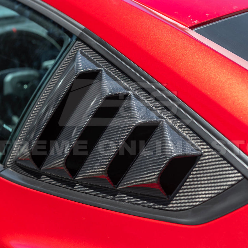 2024-Up Ford Mustang Carbon Fiber Side Quarter Window Louver Sun Shade Cover image 14