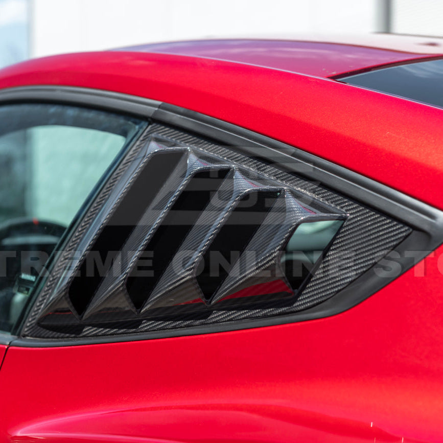2024-Up Ford Mustang Carbon Fiber Side Quarter Window Louver Sun Shade Cover image 15