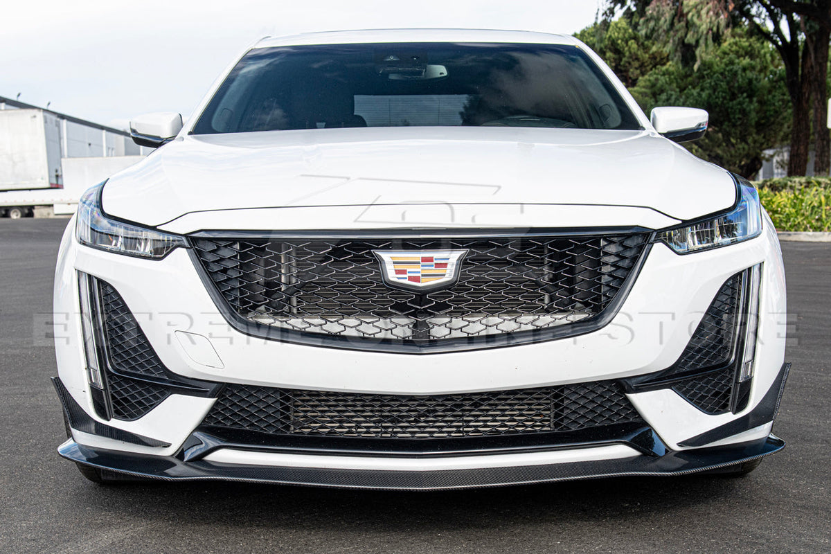 2020-24 Cadillac CT5-V Blackwing Package Style Carbon Fiber Front Lip Splitter Canards image 4