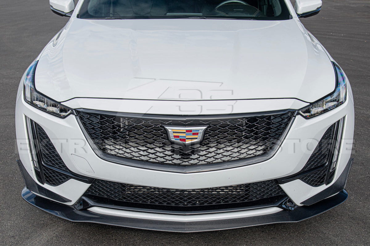 2020-24 Cadillac CT5-V Blackwing Package Style Carbon Fiber Front Lip Splitter Canards image 3