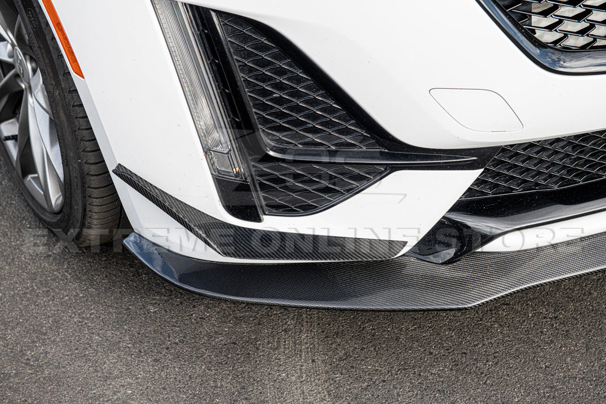 2020-24 Cadillac CT5-V Blackwing Package Style Carbon Fiber Front Lip Splitter Canards image 5