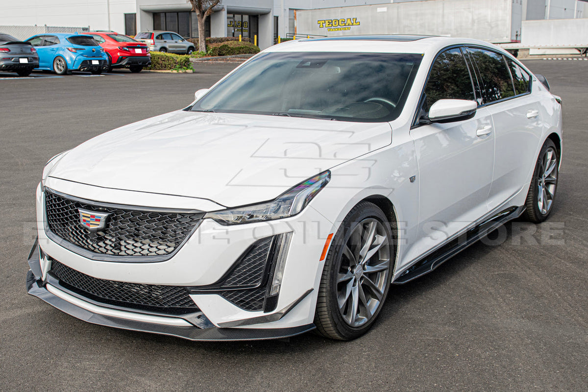 2020-24 Cadillac CT5-V Blackwing Package Style Carbon Fiber Front Lip Splitter Canards image 7