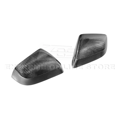 2025-Up Tesla Model Y Dry Carbon Fiber Tape On Side Mirror Cap Covers Pair image 3