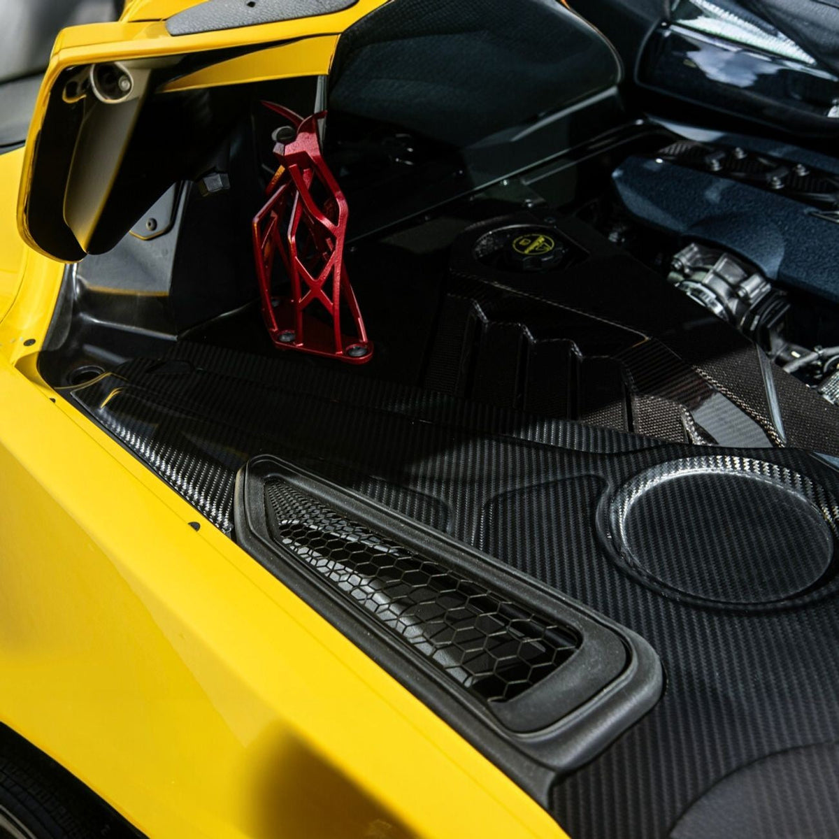 Corvette C8 Carbon Fiber 3-Piece Rear Engine Bay Cover Overlay Panel Set image 9