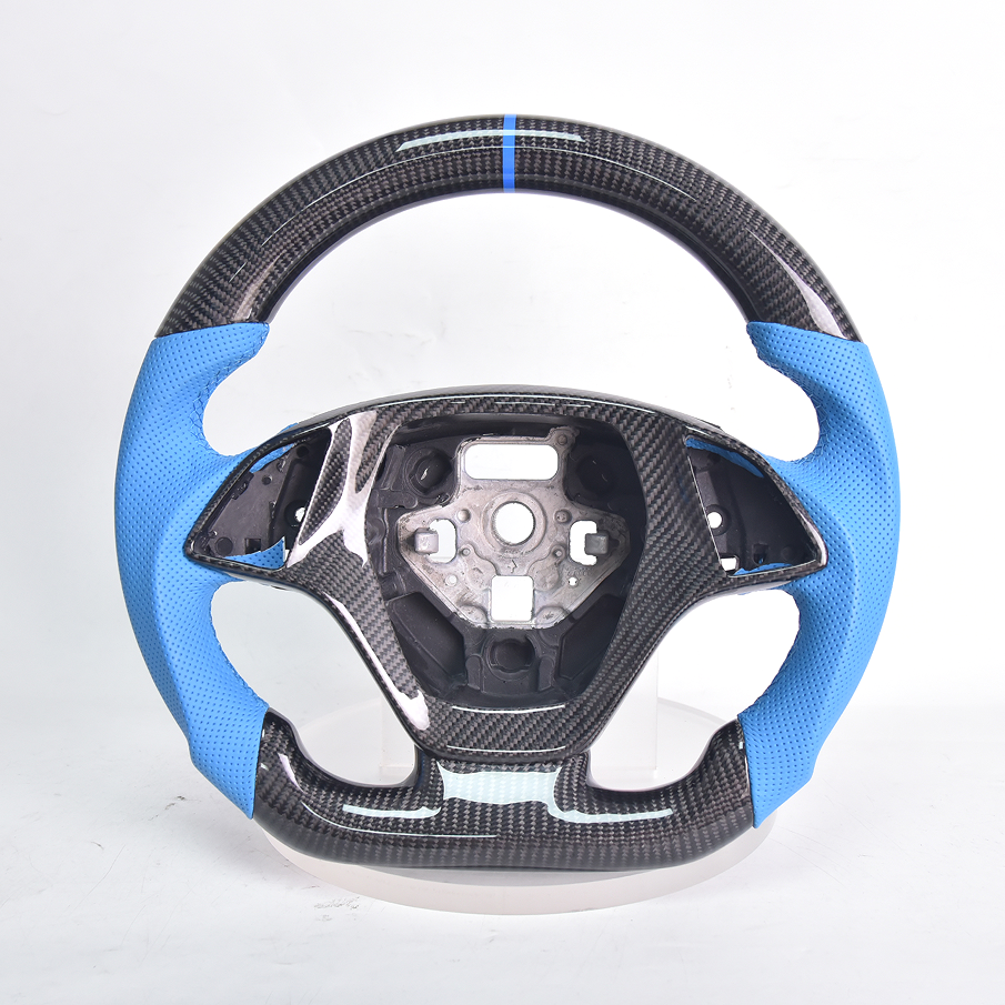 Corvette C7 Carbon Fiber Steering Wheel Blue Leather Blue Stitching Blue Stripe image 1