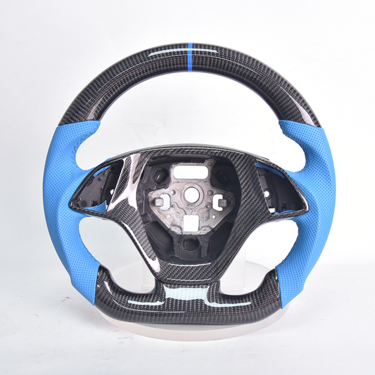 Corvette C7 Carbon Fiber Steering Wheel Blue Leather Blue Stitching Blue Stripe image 1