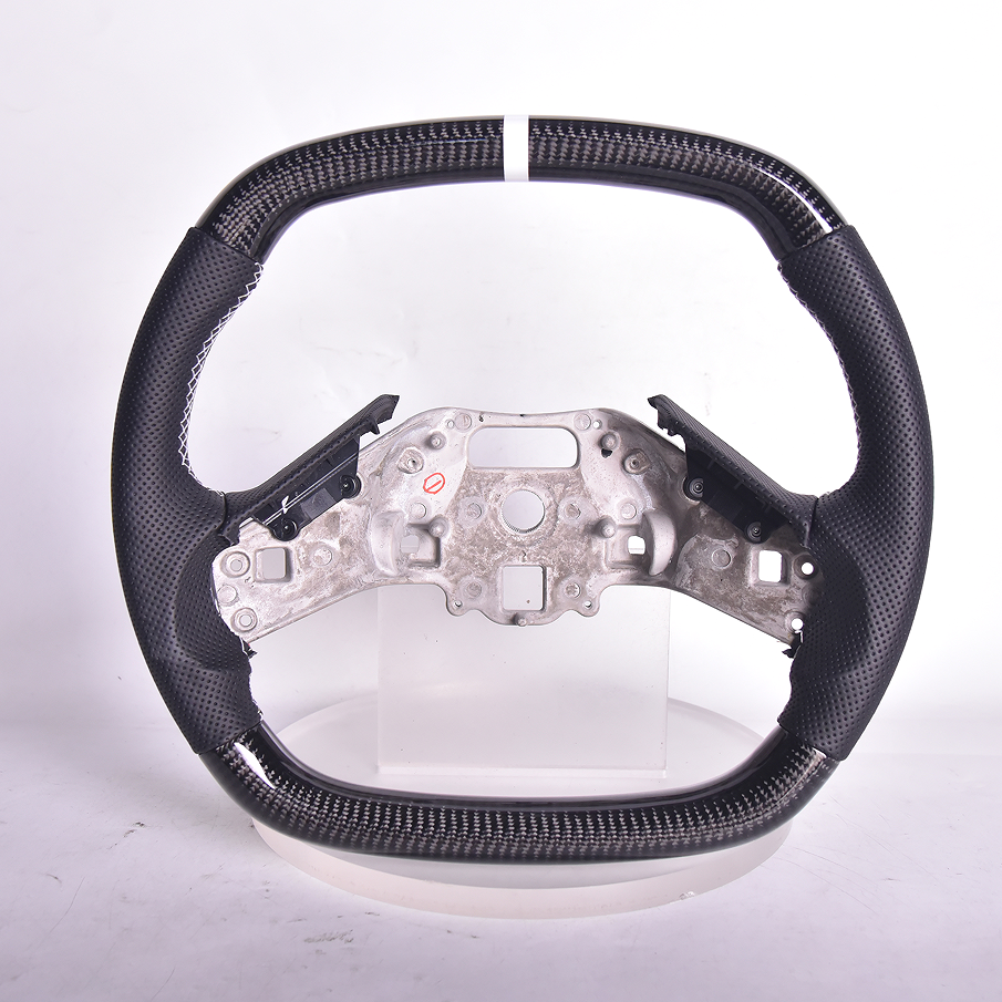 Corvette C8 Carbon Fiber Steering Wheel Black Perforated Leather Gray Stitching Gray Stripe image 1