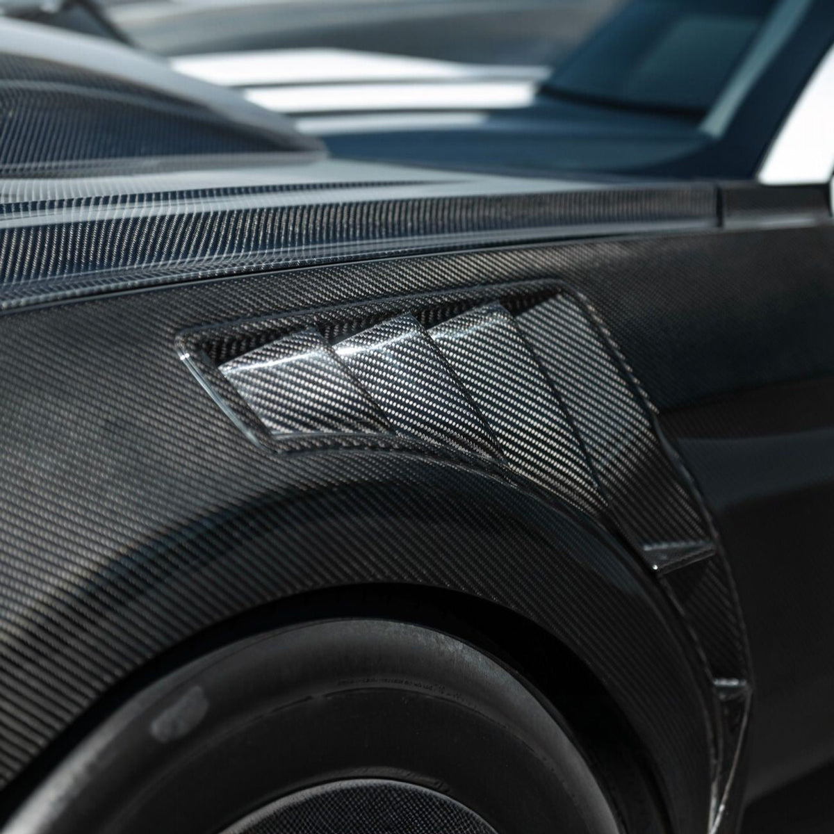 2018-2023 Ford Mustang Dry Carbon Fiber GT500 Style Side Vented Fender Pair image 6