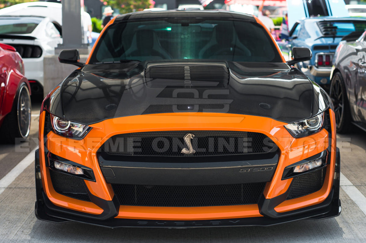 2020-23 Ford Mustang GT500 DRY Carbon Fiber Front Hood Vent & Rain Tray Cover image 3