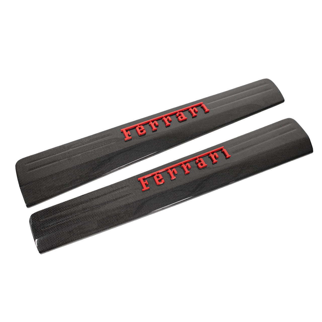 Carbon Fiber Door Sills with RED Raised Ferrari Script - Ferrari 458 Italia/Spider