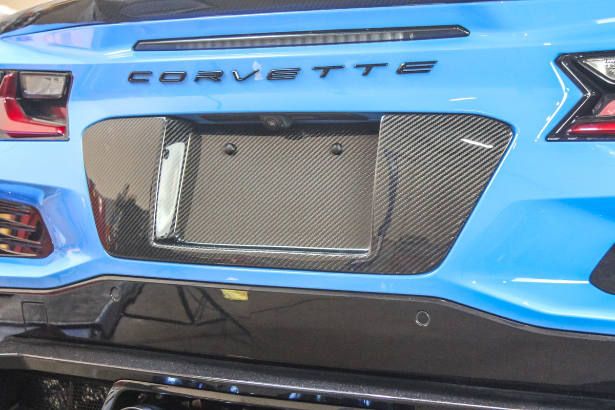 Carbon Fiber License Plate Backing - Chevrolet C8 Corvette Z06/E-Ray/Zr1/Grand sport