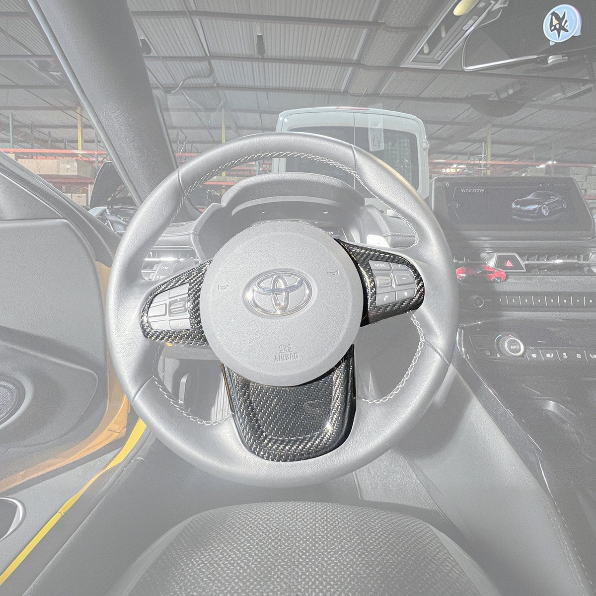 2020-Up Toyota Supra Carbon Fiber Steering Wheel Trim Cover image 3