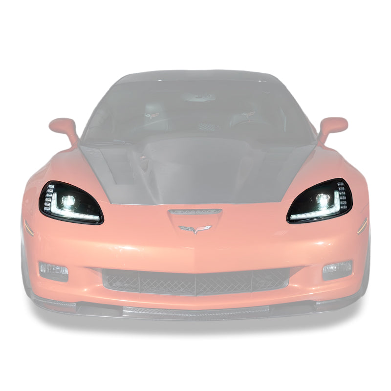 2005-13 Corvette C6 l C7 Style Projector LED Sequential Signal Turn Headlights image 1
