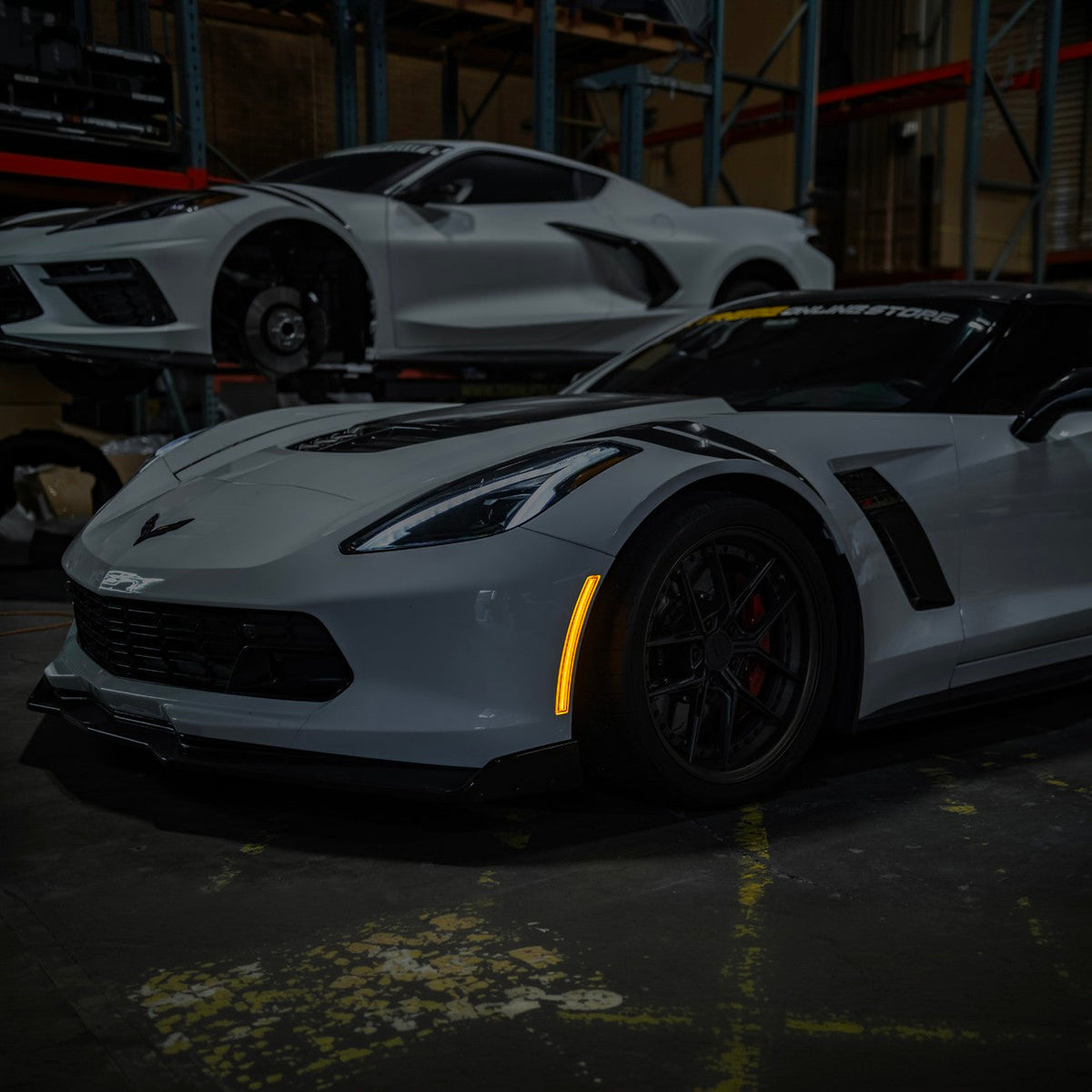 Corvette C7 Factory Style Front LED Clear Lens Amber Side Marker Lights image 1