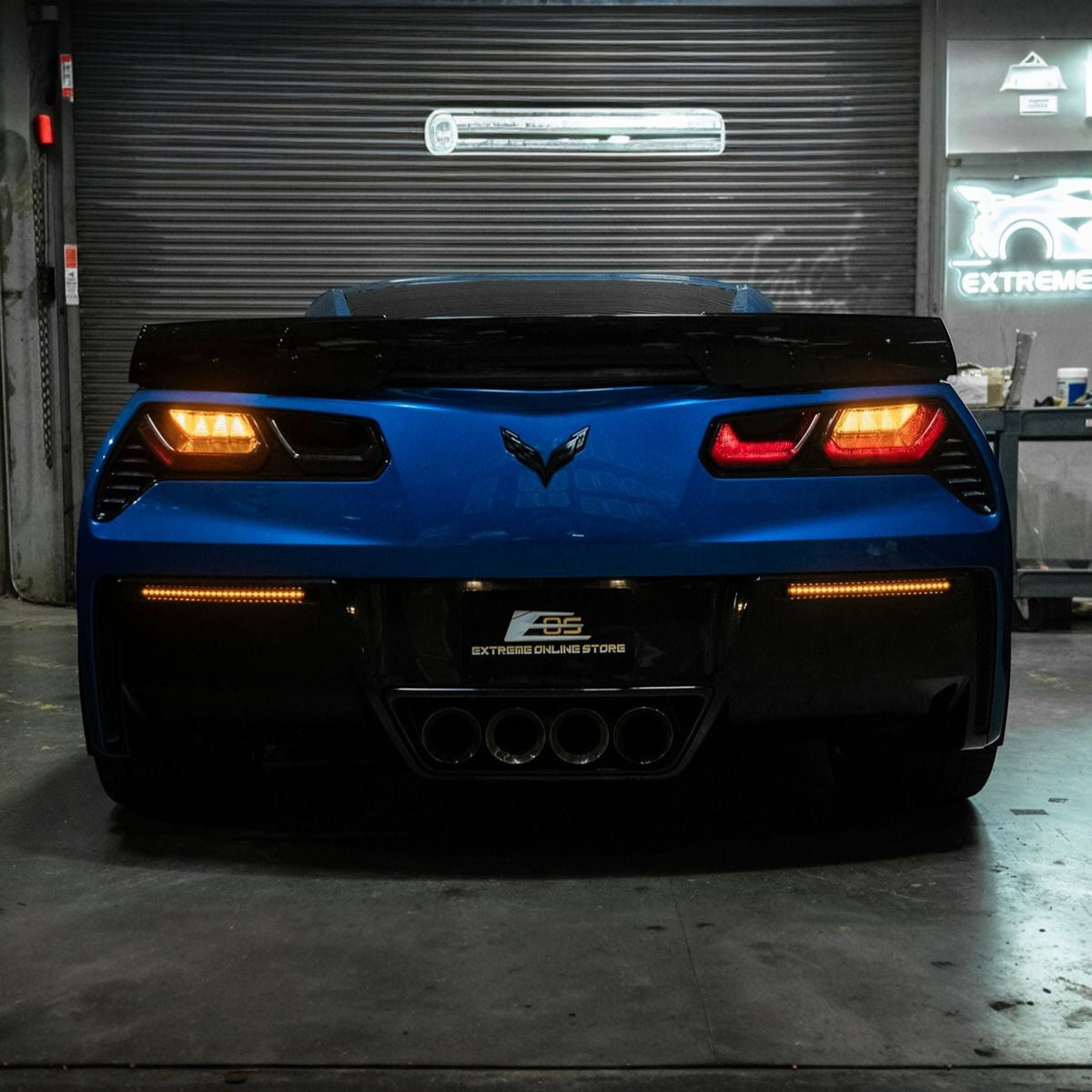Corvette C7 Rear Bumper Diffuser Clear Lens Red LED Reflector Lights image 4