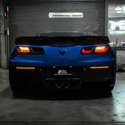 Corvette C7 Rear Bumper Diffuser Clear Lens Red LED Reflector Lights image 4