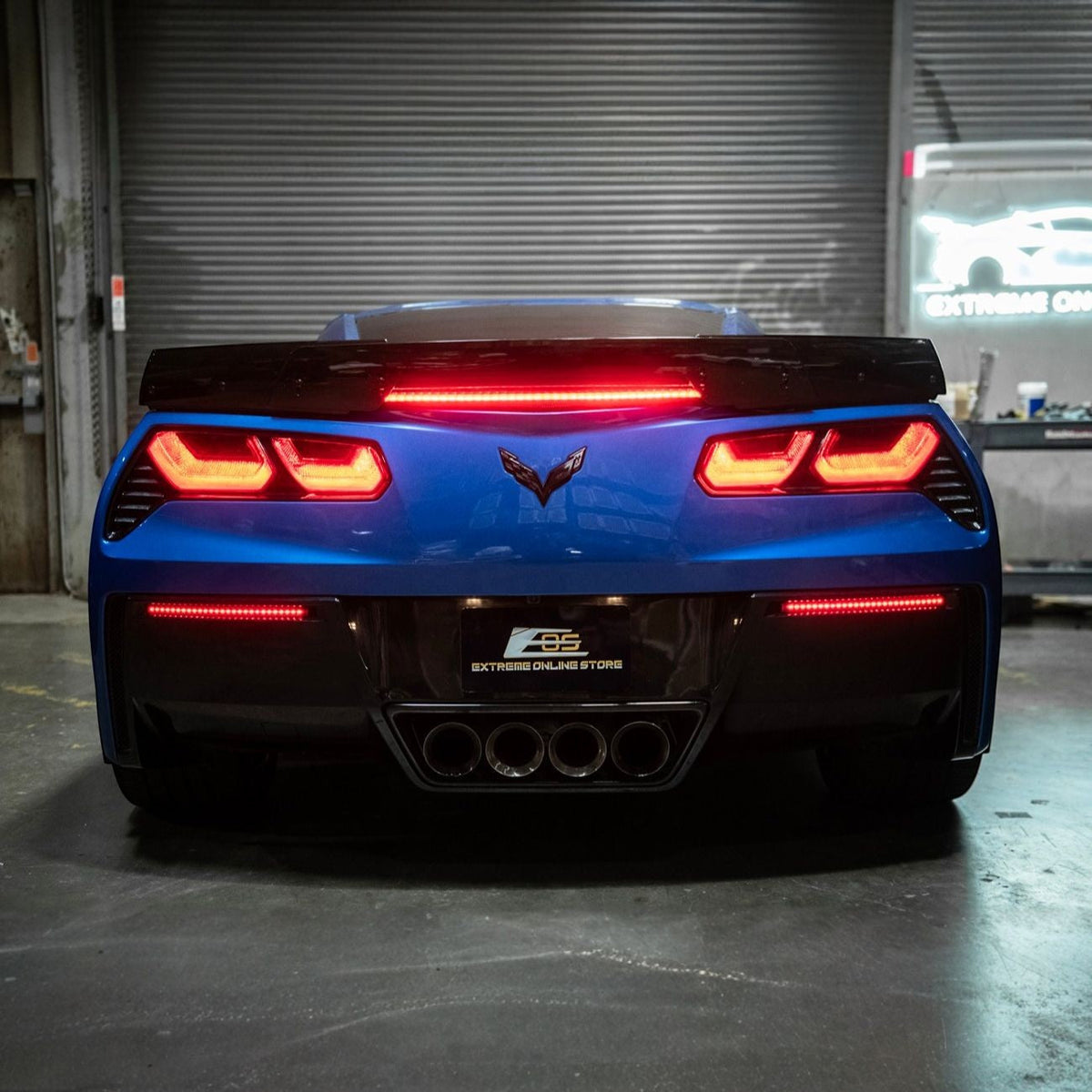 Corvette C7 Rear Bumper Diffuser Clear Lens Red LED Reflector Lights image 6