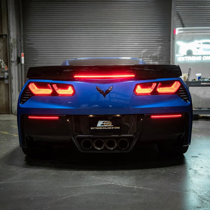 Corvette C7 Rear Bumper Diffuser Clear Lens Red LED Reflector Lights image 6