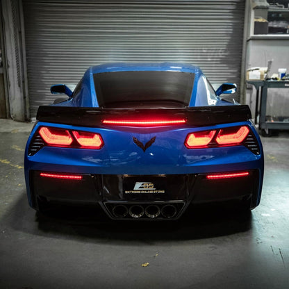 Corvette C7 Rear Bumper Diffuser Clear Lens Red LED Reflector Lights image 7