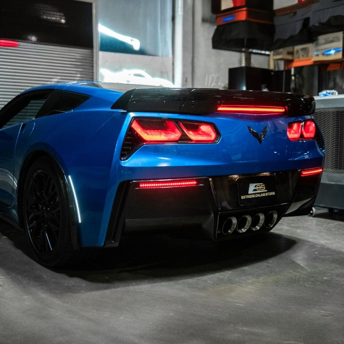 Corvette C7 Rear Bumper Diffuser Clear Lens Red LED Reflector Lights image 11