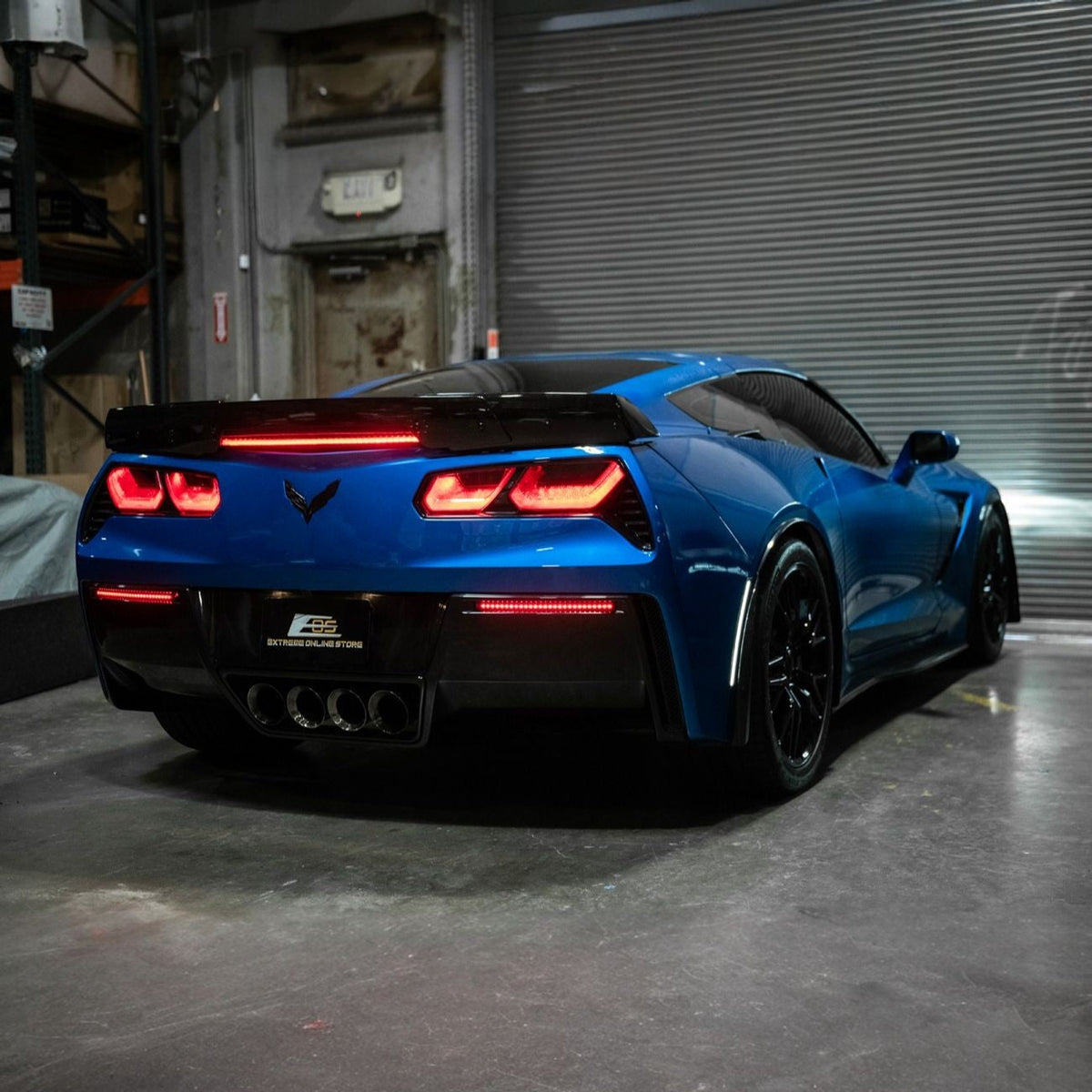 Corvette C7 Rear Bumper Diffuser Clear Lens Red LED Reflector Lights image 19