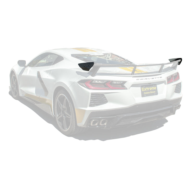 2020-Up Corvette C8 GM Factory Style DRY CARBON FIBER Rear Spoiler Side Winglets image 1