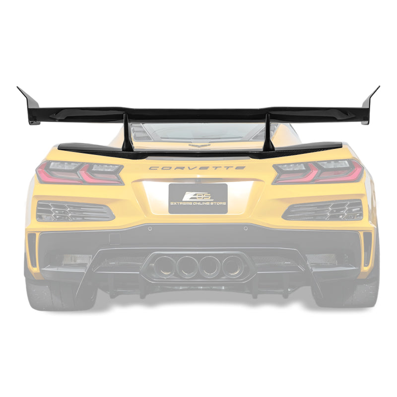 Corvette C8 ZR1 Style DRY CARBON FIBER Rear High Wing Spoiler Bracket image 1