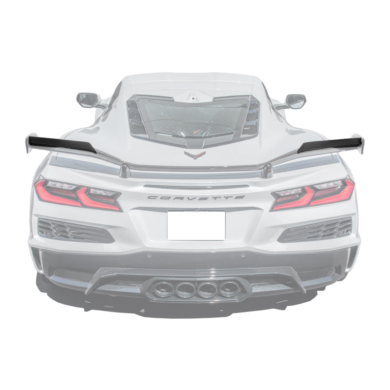 Corvette C8 Z06 DRY CARBON FIBER High Wing Spoiler Wicker Bill Extension image 1