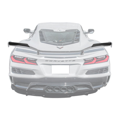 Corvette C8 Z06 DRY CARBON FIBER High Wing Spoiler Wicker Bill Extension image 1